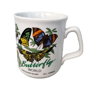 Vintage Butterfly World Vancouver Island BC Coffee Mug Monarch Orange Colorful